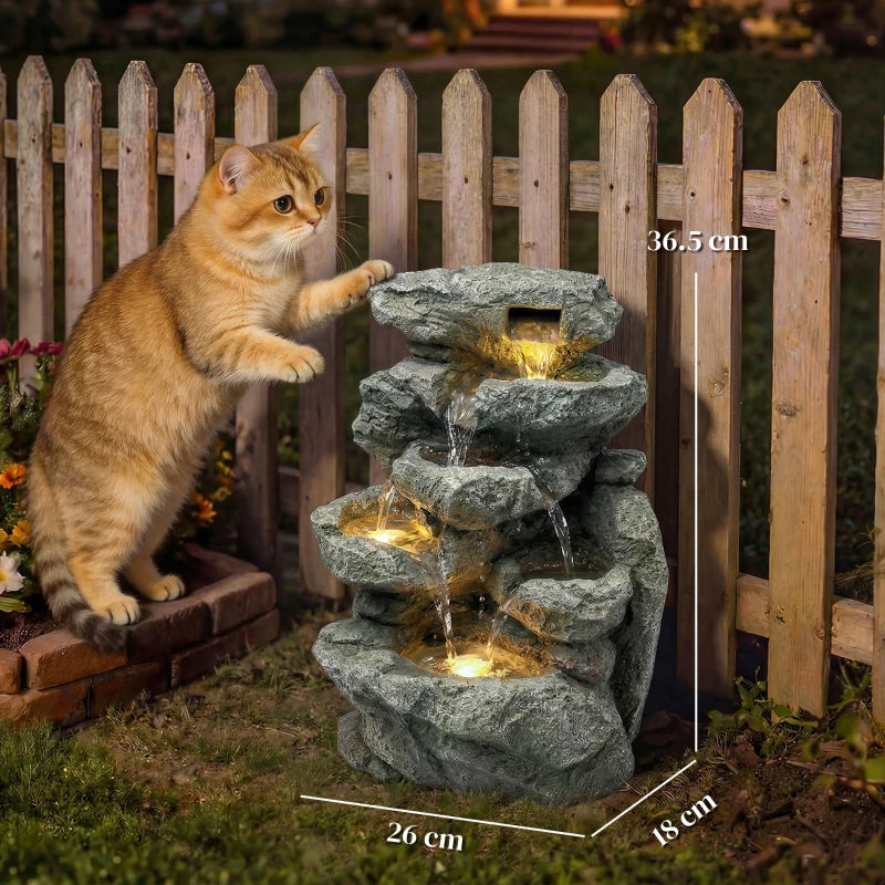 Outdoor Fountain with 6-Tier Rock Design