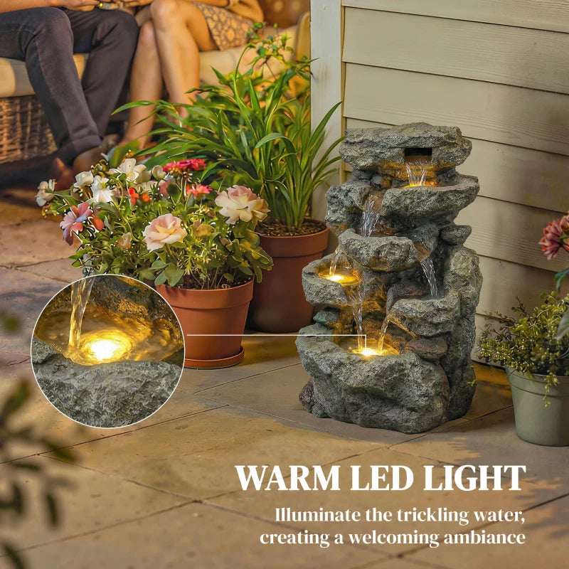 Outdoor Fountain with 6-Tier Rock Design