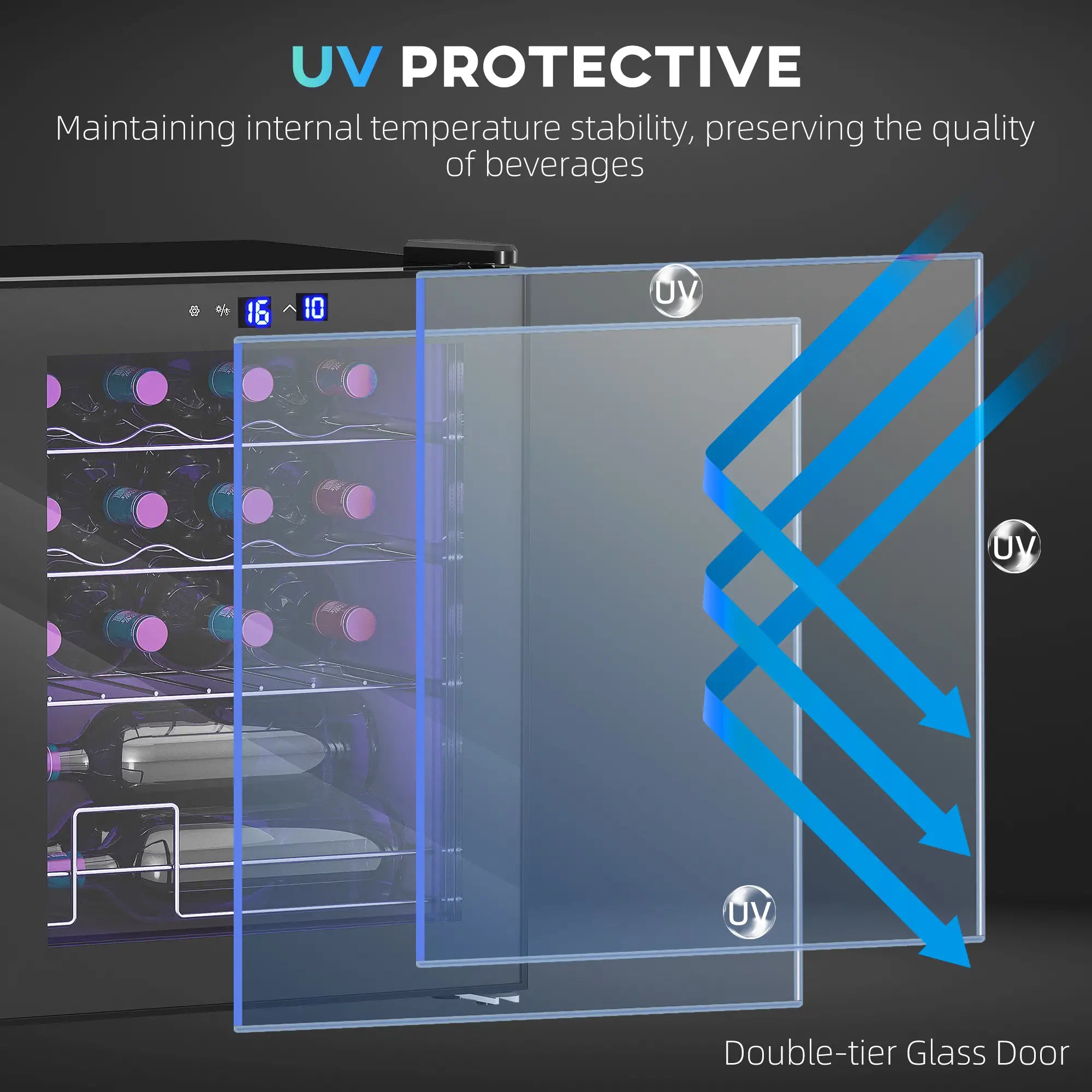 16-Bottle Wine Cooler Fridge 42L – Freestanding Wine Chiller with Touch Control & Adjustable Temperature, Black
