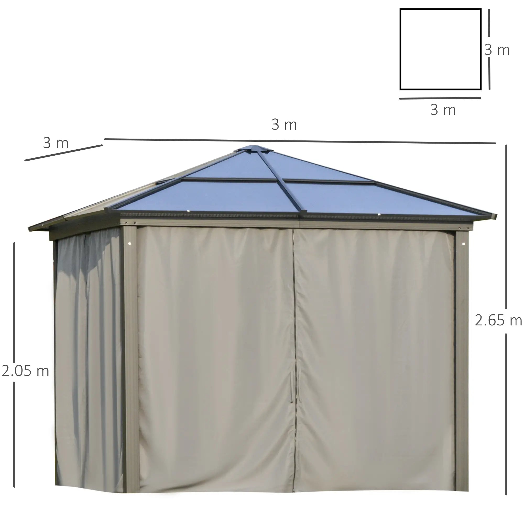 3 x 3m Hardtop Gazebo Canopy