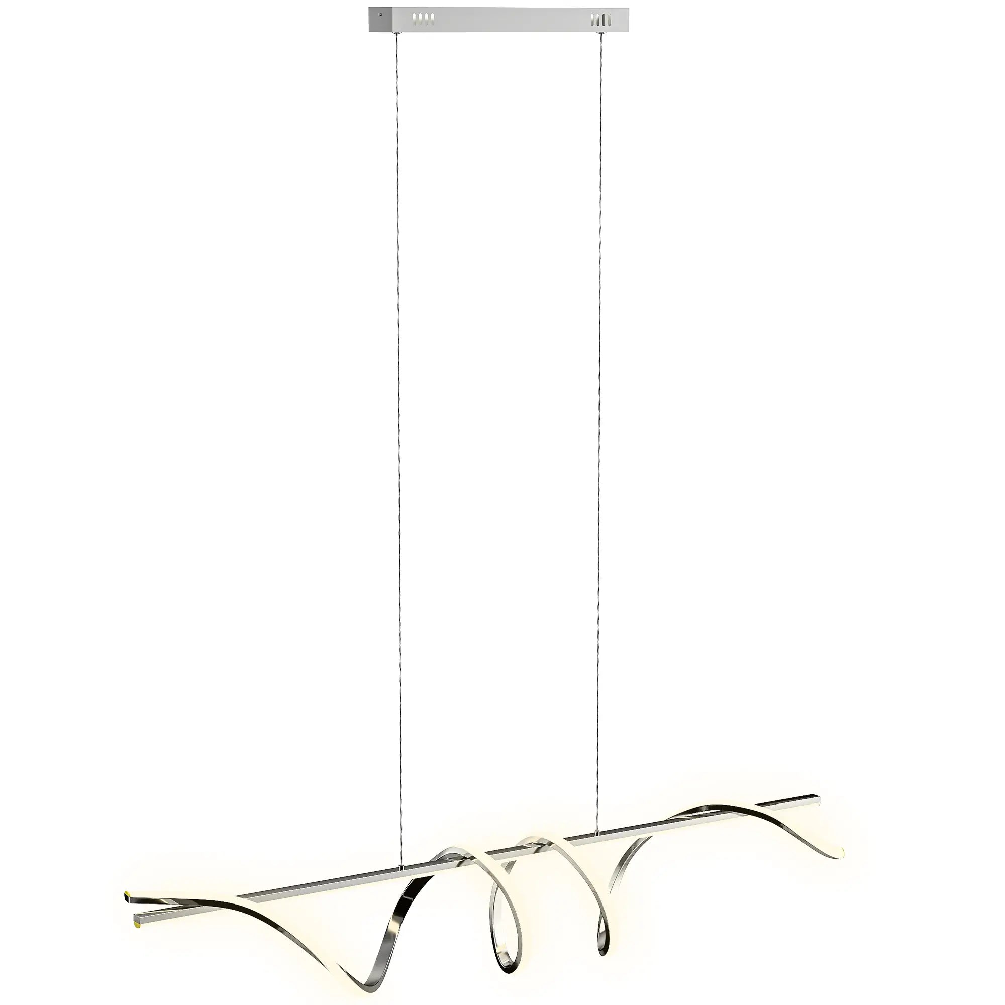 Modern LED Pendant Light with 3 Colour Temperatures – Silver, Adjustable Height, 45W, 3500 Lumens, 120 cm