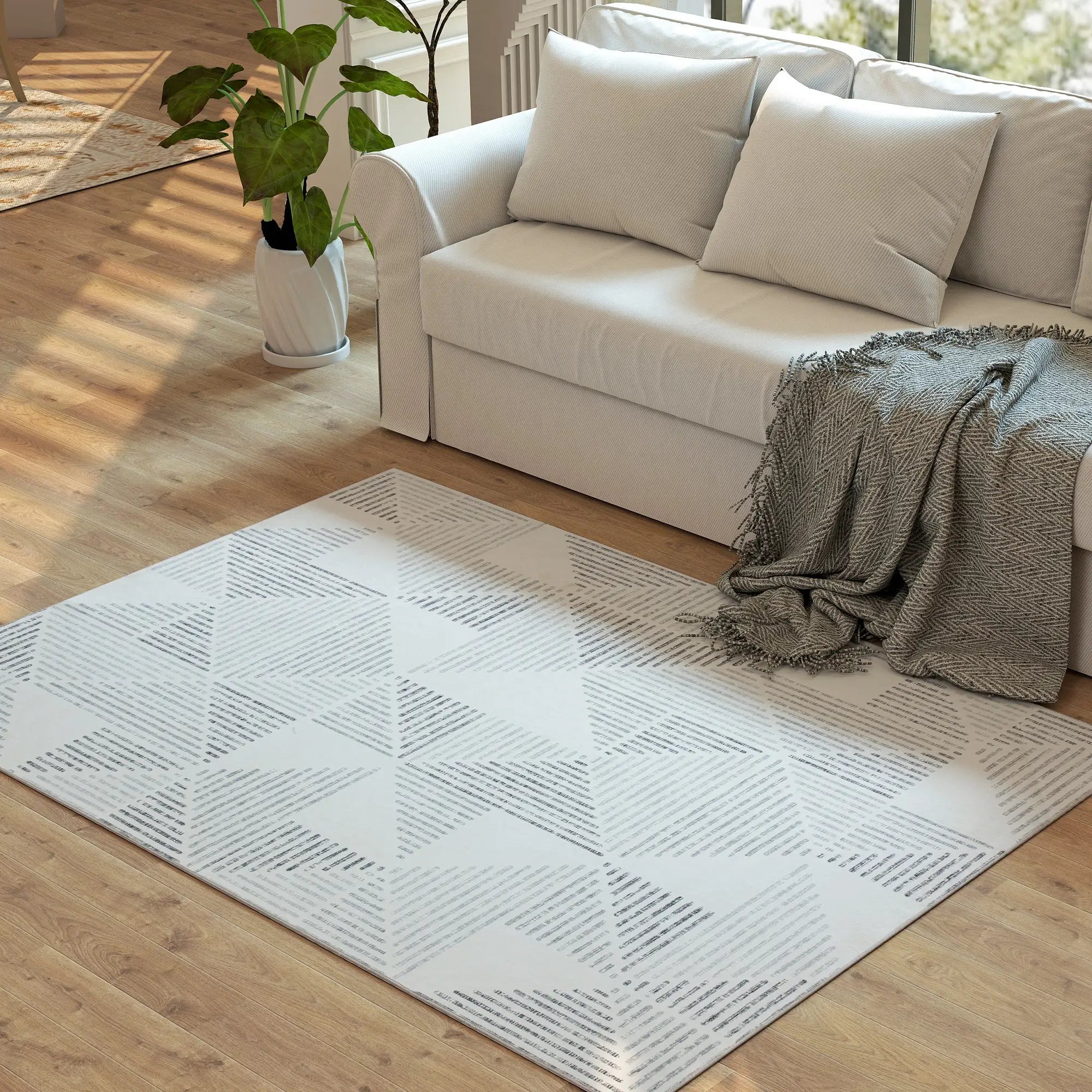 Modern Geometric Area Rug 170 x 120 cm – Soft Non-Slip Washable Carpet for Living Room, Bedroom & Home Office, Grey