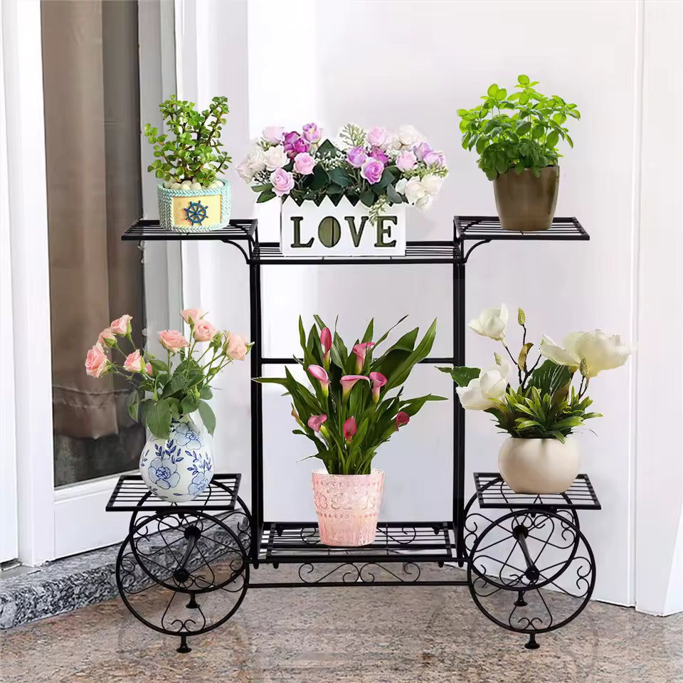 Large Metal Plant Stand Indoor – 6 Tier Garden Cart Plant Holder