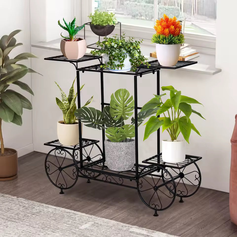 Large Metal Plant Stand Indoor – 6 Tier Garden Cart Plant Holder