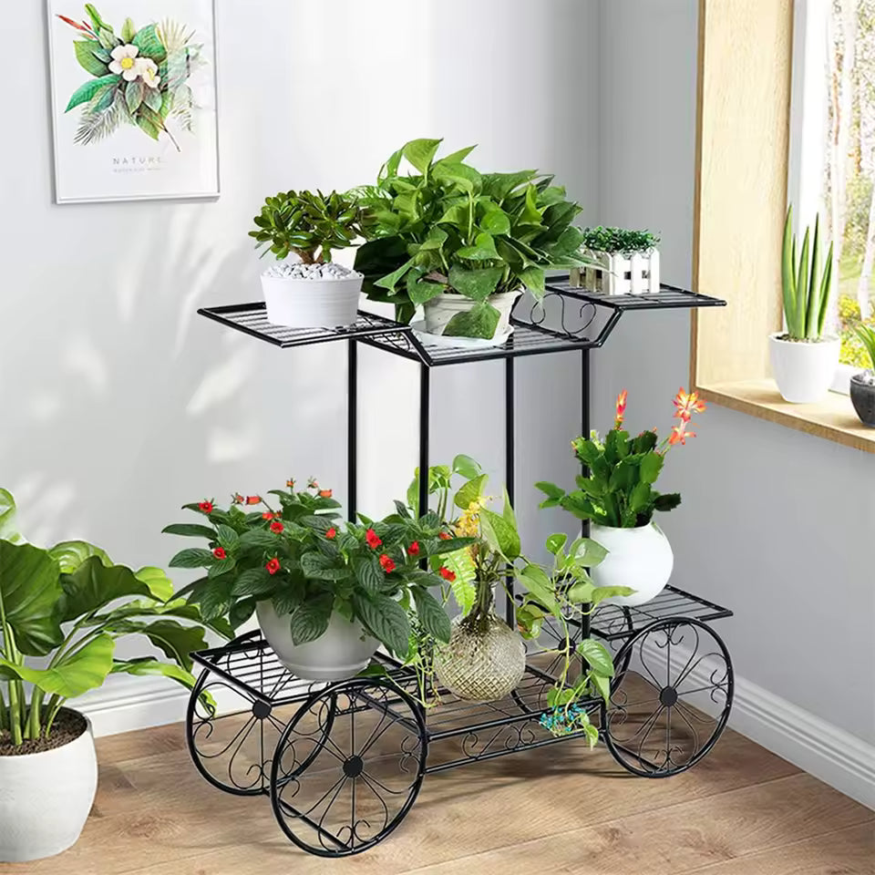 Large Metal Plant Stand Indoor – 6 Tier Garden Cart Plant Holder