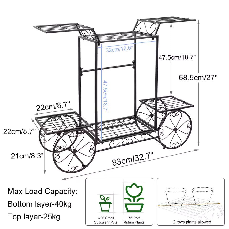 Large Metal Plant Stand Indoor – 6 Tier Garden Cart Plant Holder