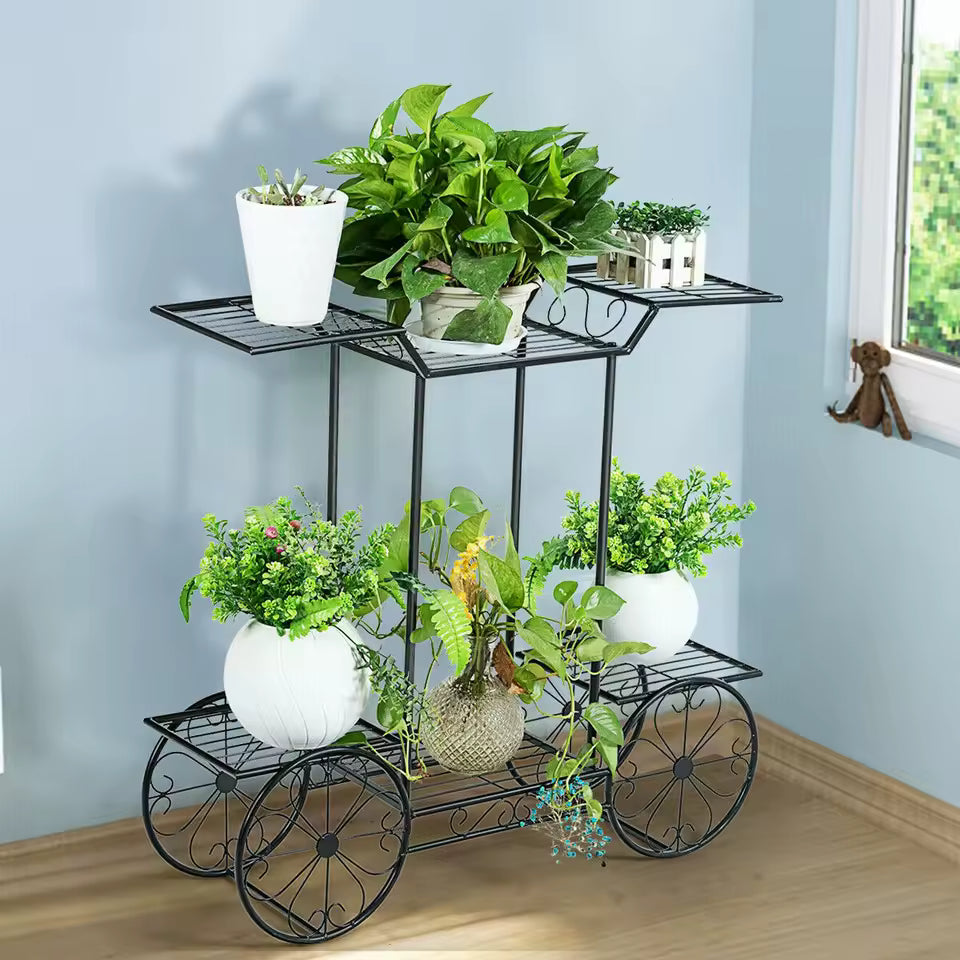 Large Metal Plant Stand Indoor – 6 Tier Garden Cart Plant Holder