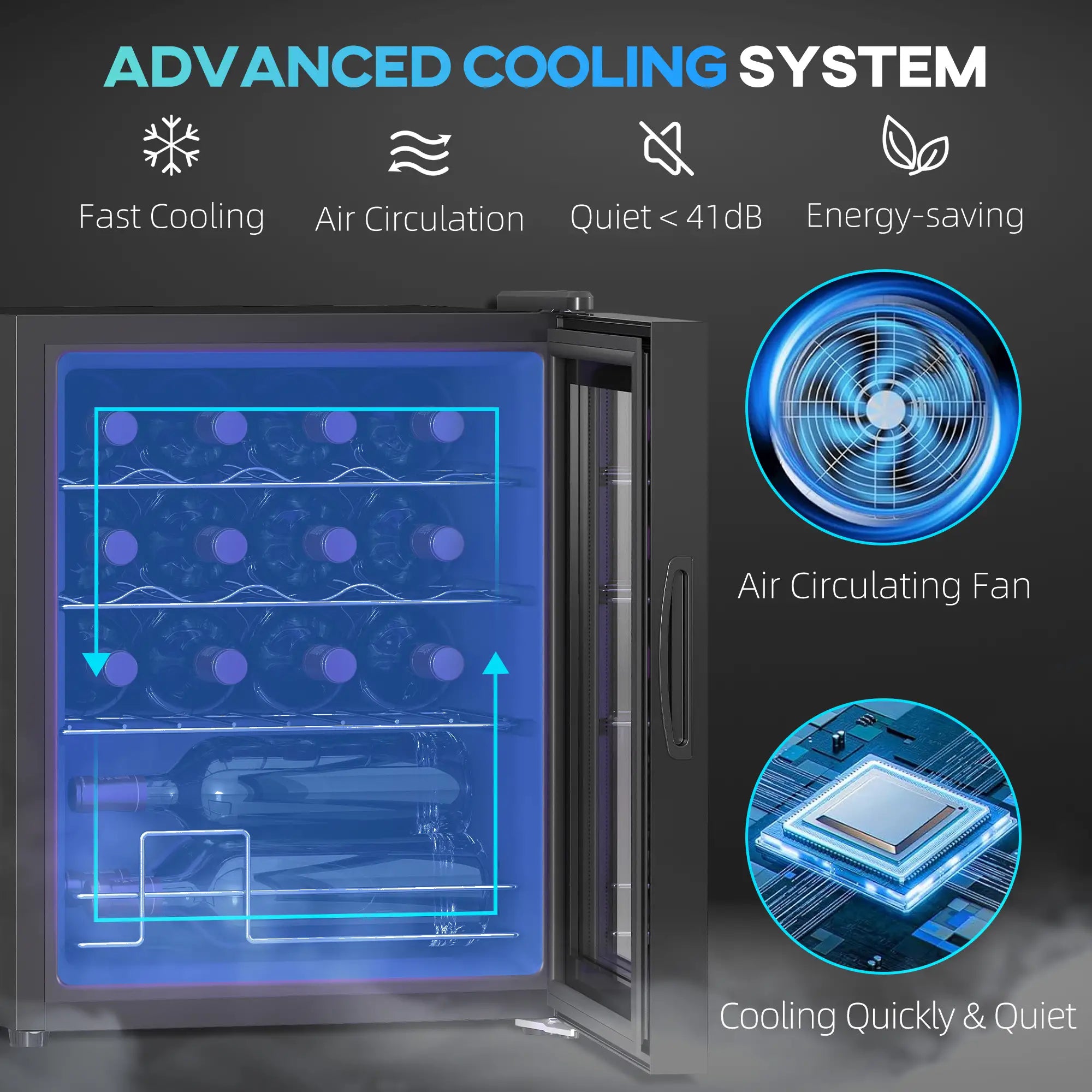 16-Bottle Wine Cooler Fridge 42L – Freestanding Wine Chiller with Touch Control & Adjustable Temperature, Black