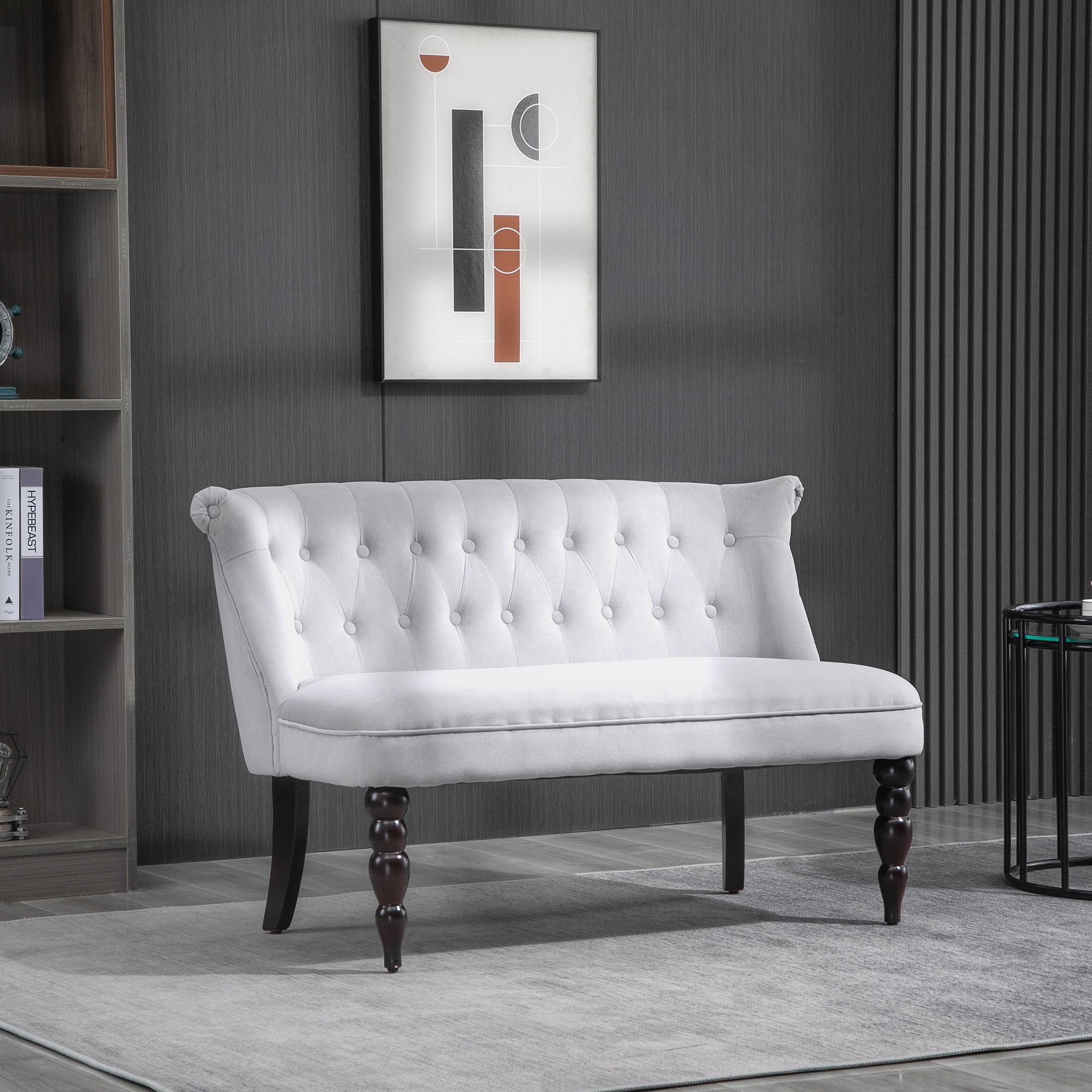 Velvet 2-Seater Sofa - Button Tufted Wingback Loveseat