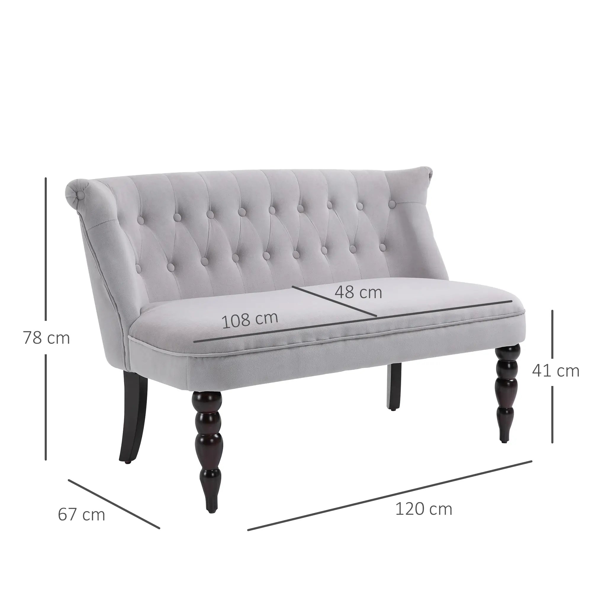 Velvet 2-Seater Sofa - Button Tufted Wingback Loveseat
