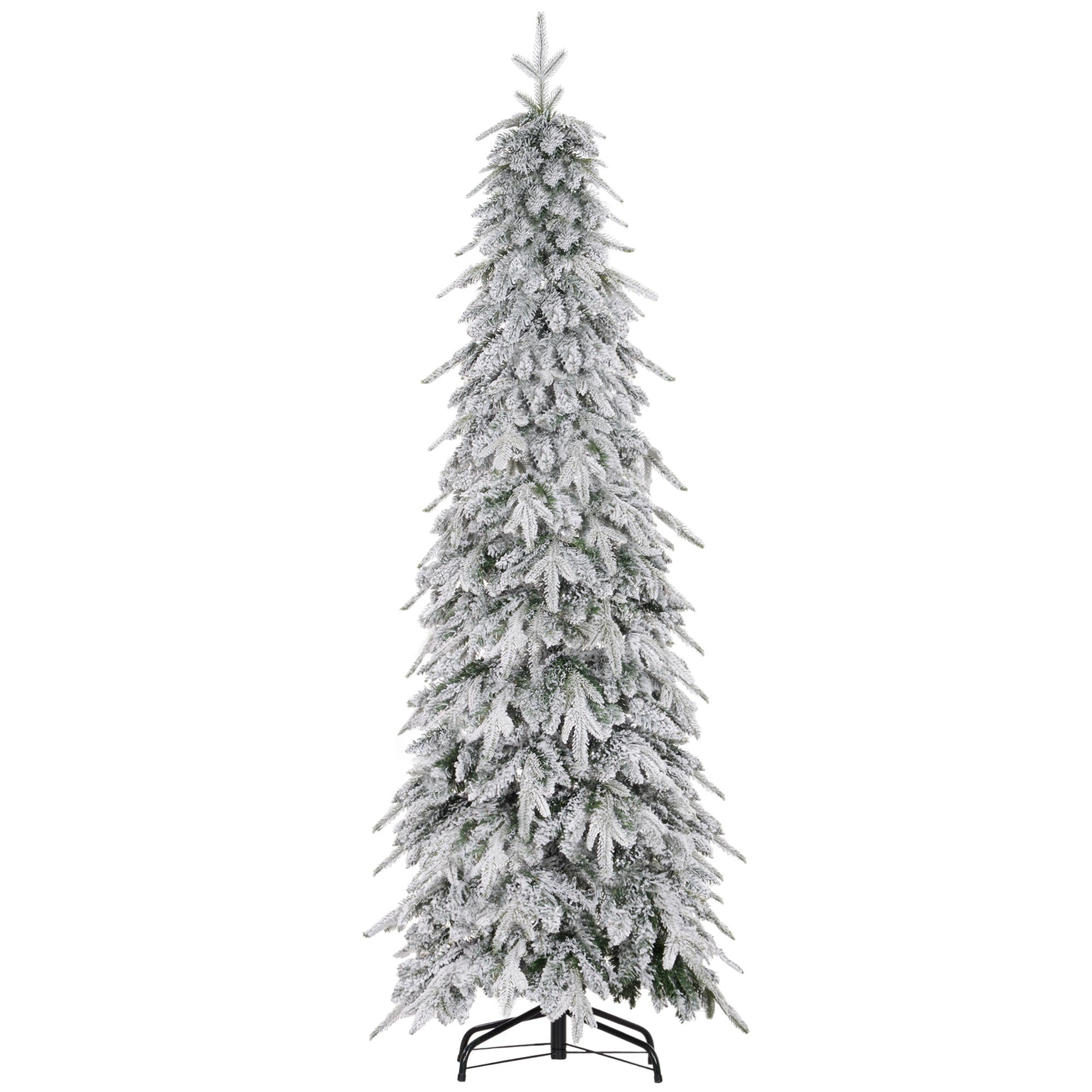 6ft Snow-Covered Pencil Christmas Tree – Unlit Artificial Tree with 600 Tips & Metal Stand