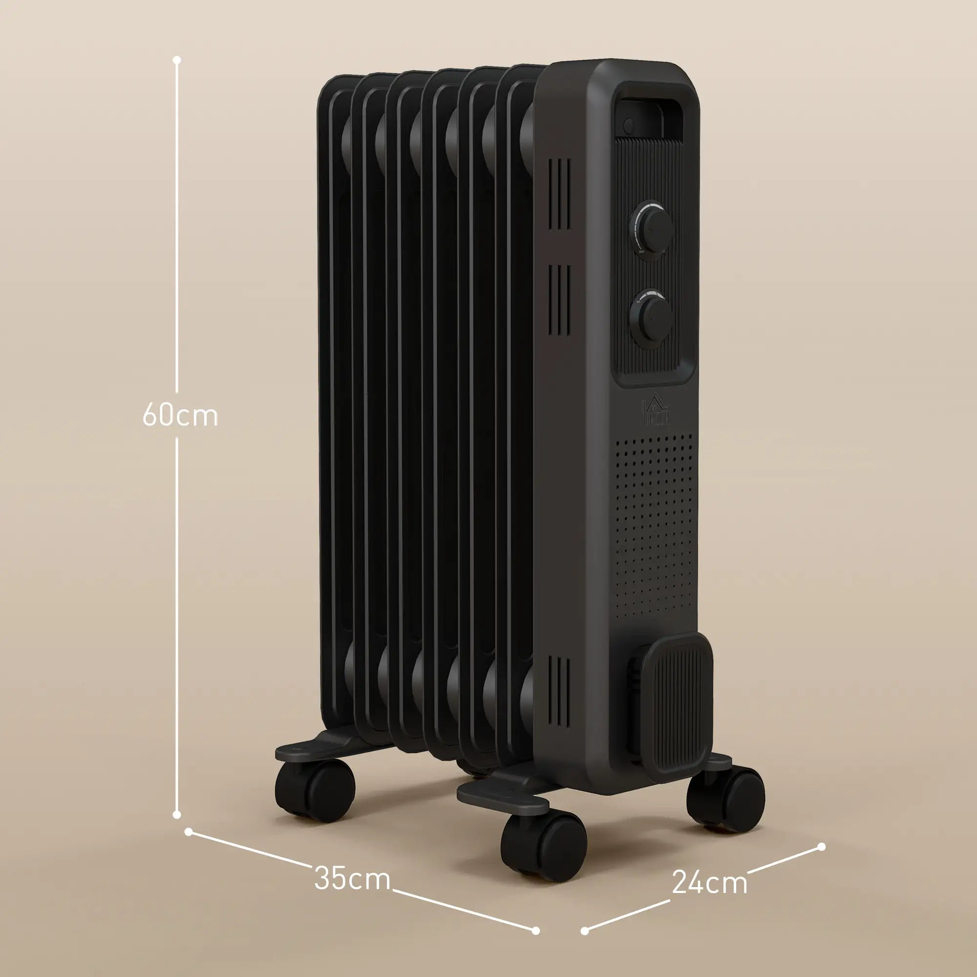 1500W Oil Filled Radiator - Portable Electric Heater with 3 Heat Settings