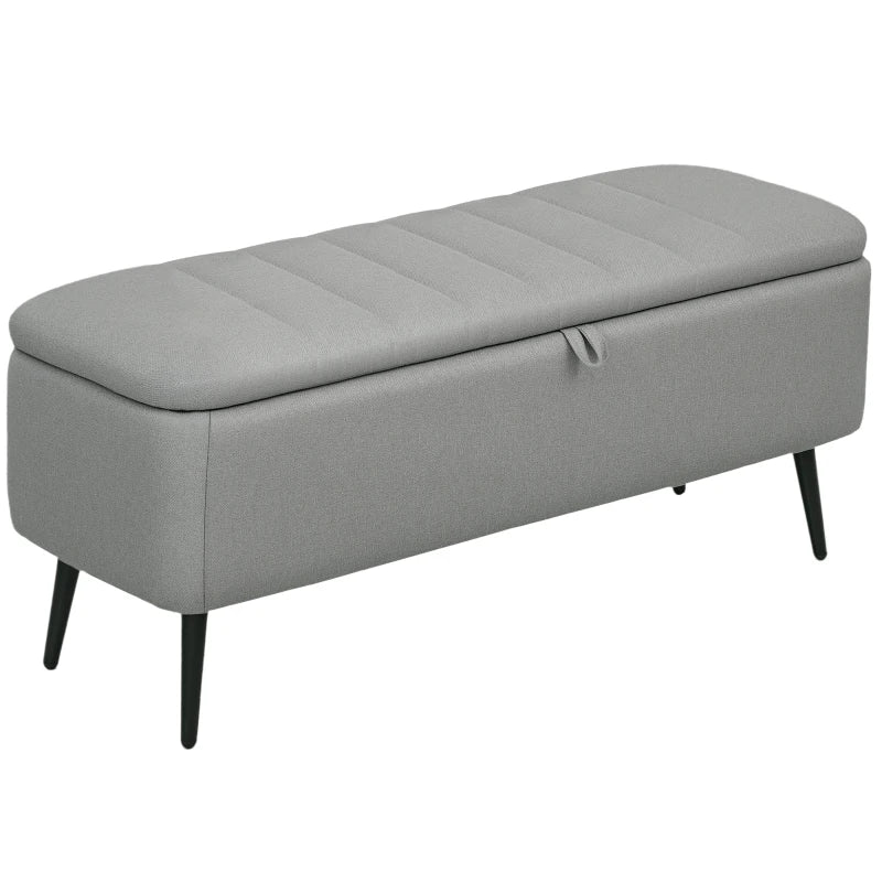 Linen-Look Storage Ottoman