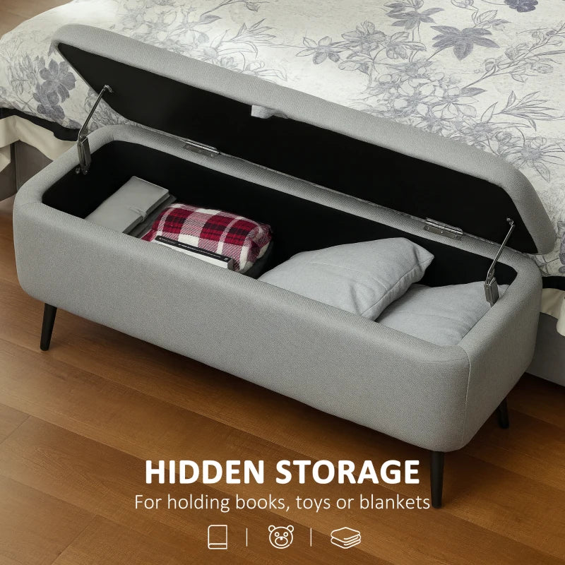 Linen-Look Storage Ottoman