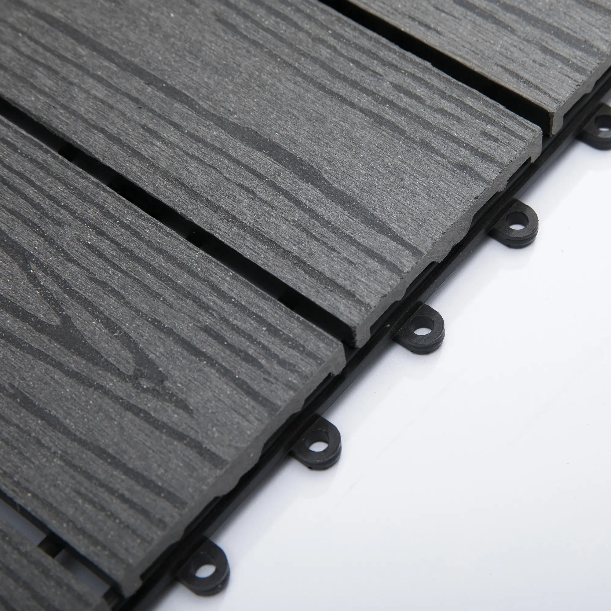 Interlocking Decking Tiles – Pack of 11 Grey Patio Slabs (30 x 30 cm)