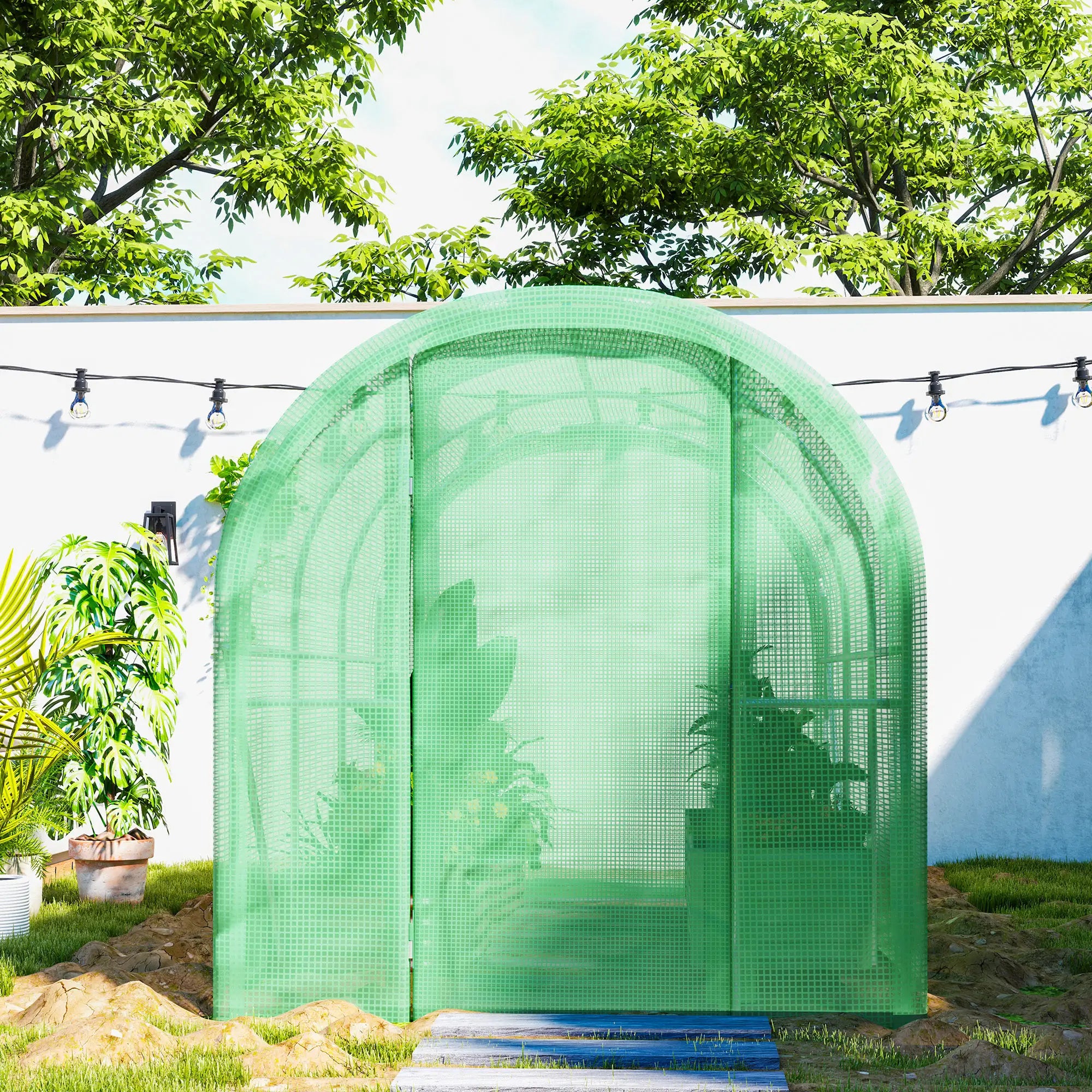 3 x 2 x 2m Polytunnel Greenhouse with Hinged Door