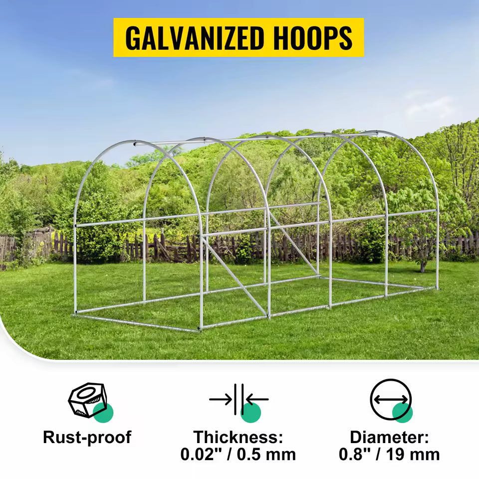 Walk-in Tunnel Greenhouse with Galvanized Steel Frame & Waterproof Cover