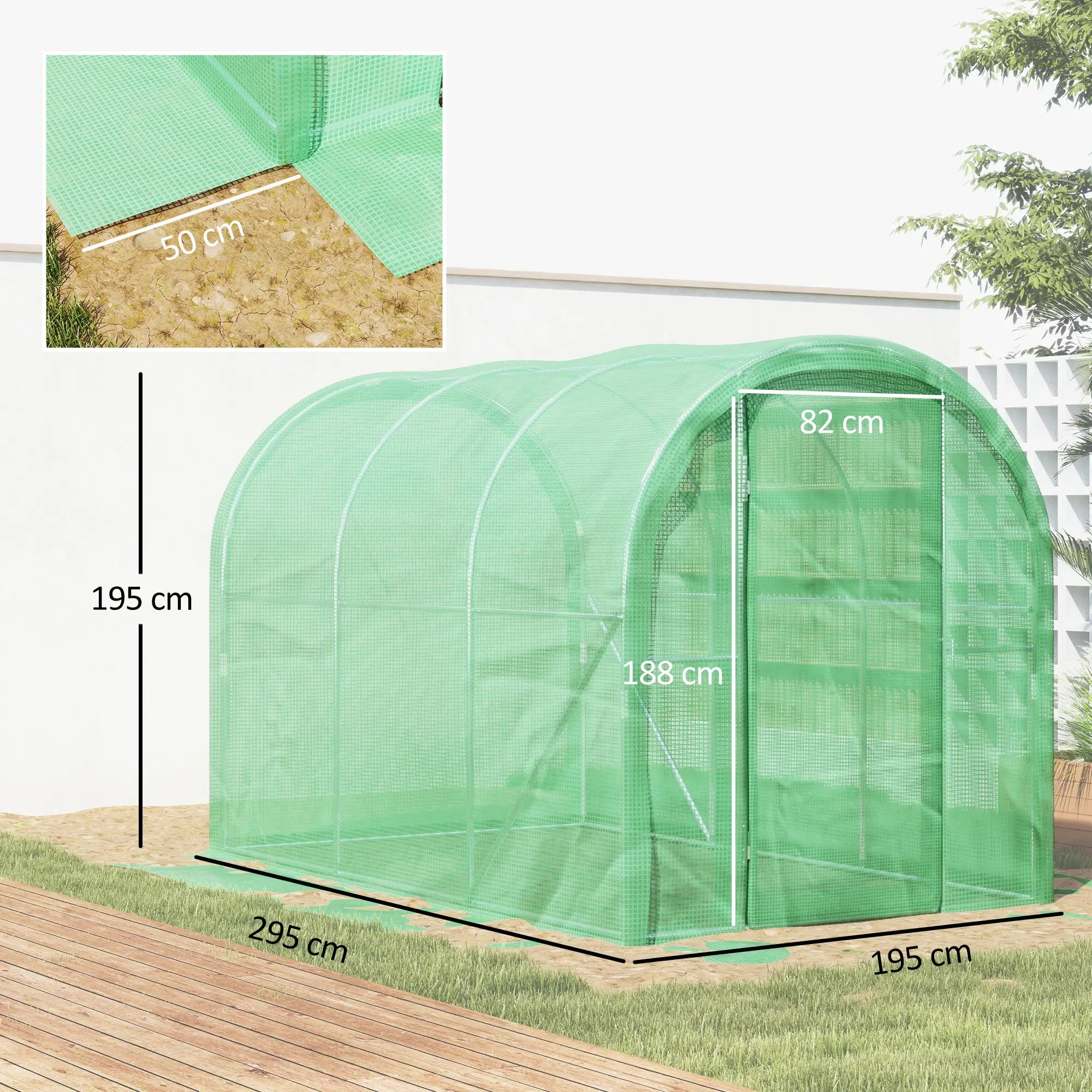 3 x 2 x 2m Polytunnel Greenhouse with Hinged Door