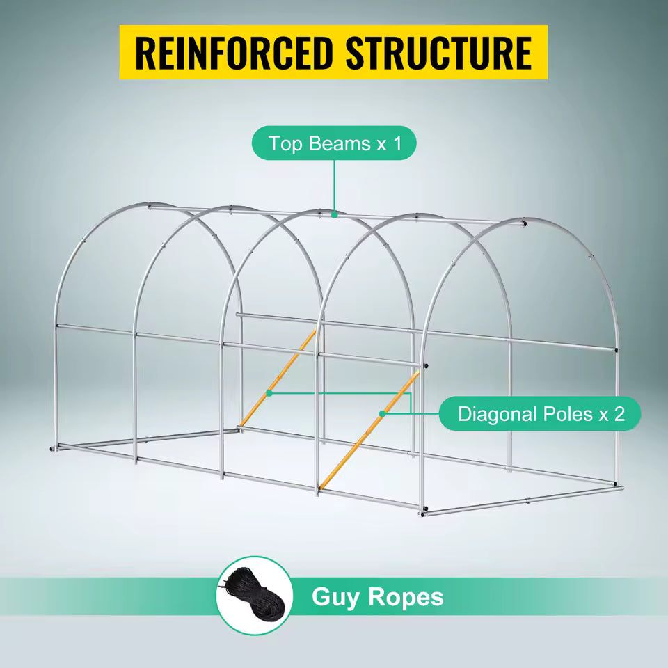 Walk-in Tunnel Greenhouse with Galvanized Steel Frame & Waterproof Cover