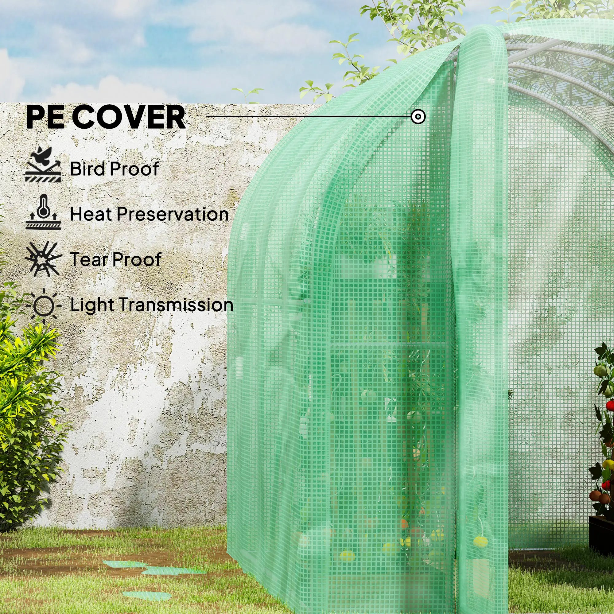 3 x 2 x 2m Polytunnel Greenhouse with Hinged Door