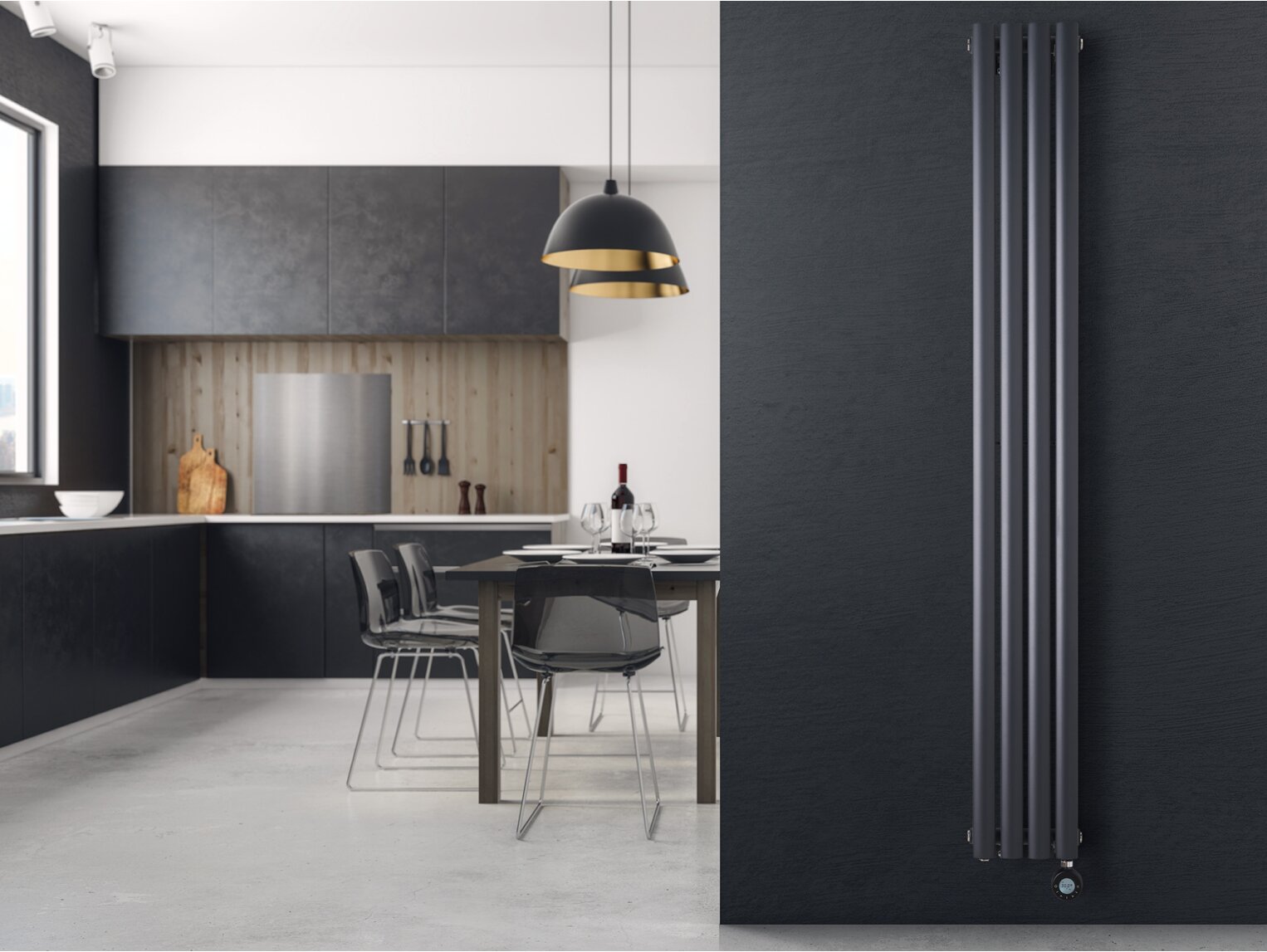 Eden Teppra 1200W Electric Vertical Radiator in Anthracite with Smart WiFi Control
