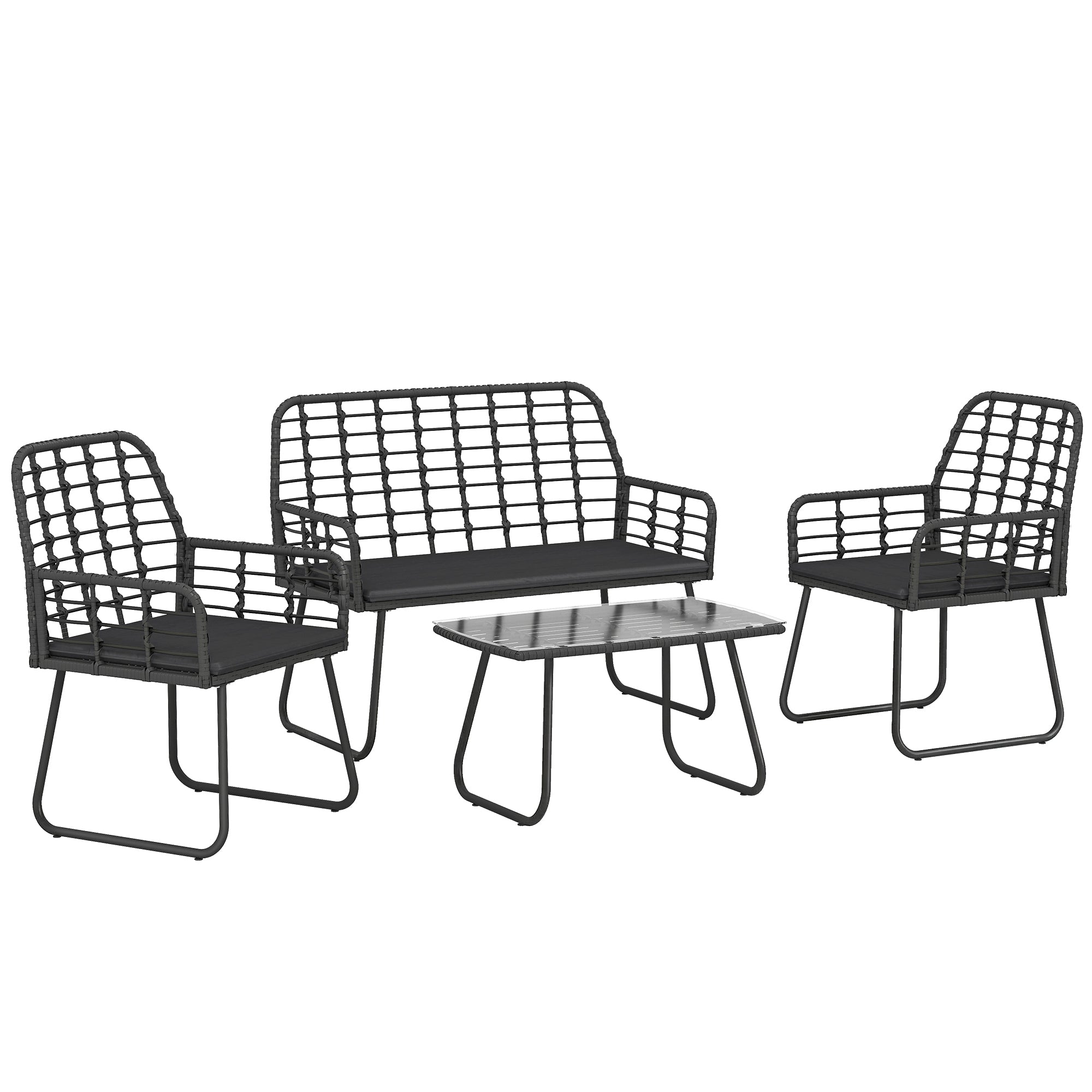 4 Piece Rattan Garden Furniture Set