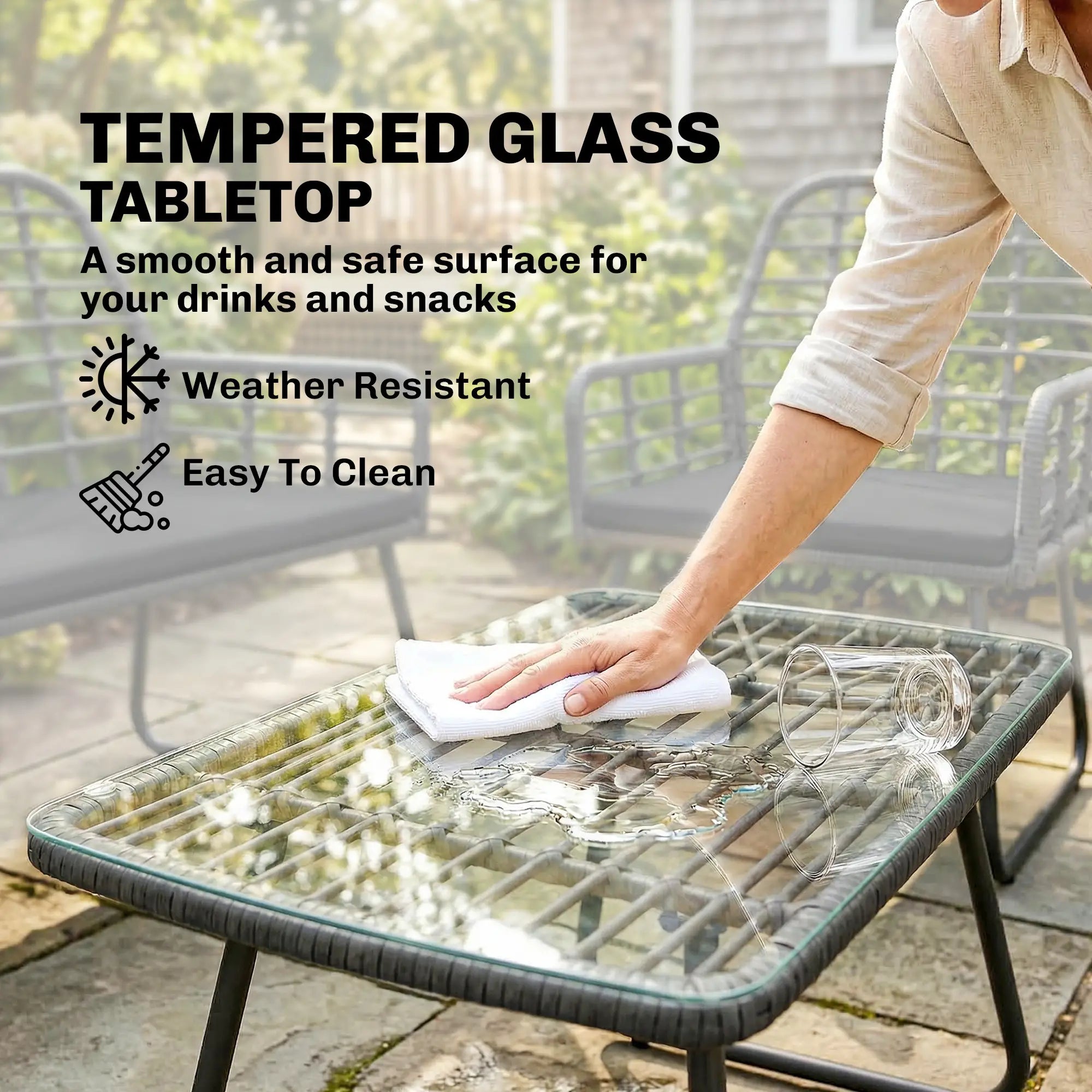 4 Piece Rattan Garden Furniture Set