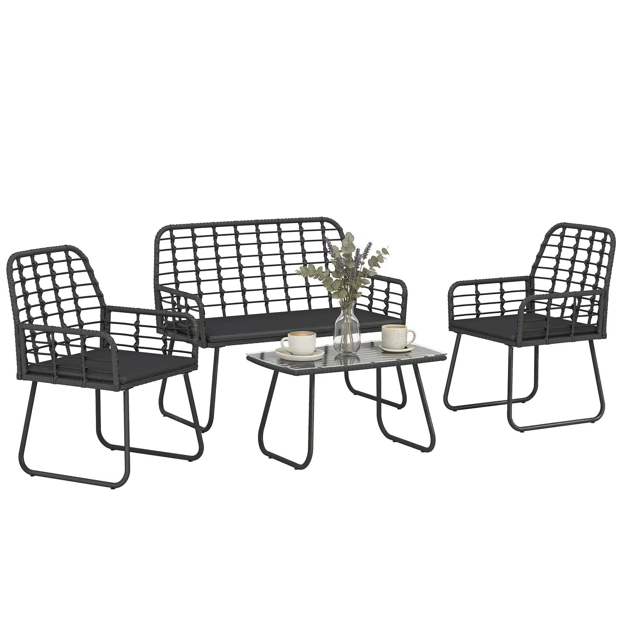 4 Piece Rattan Garden Furniture Set