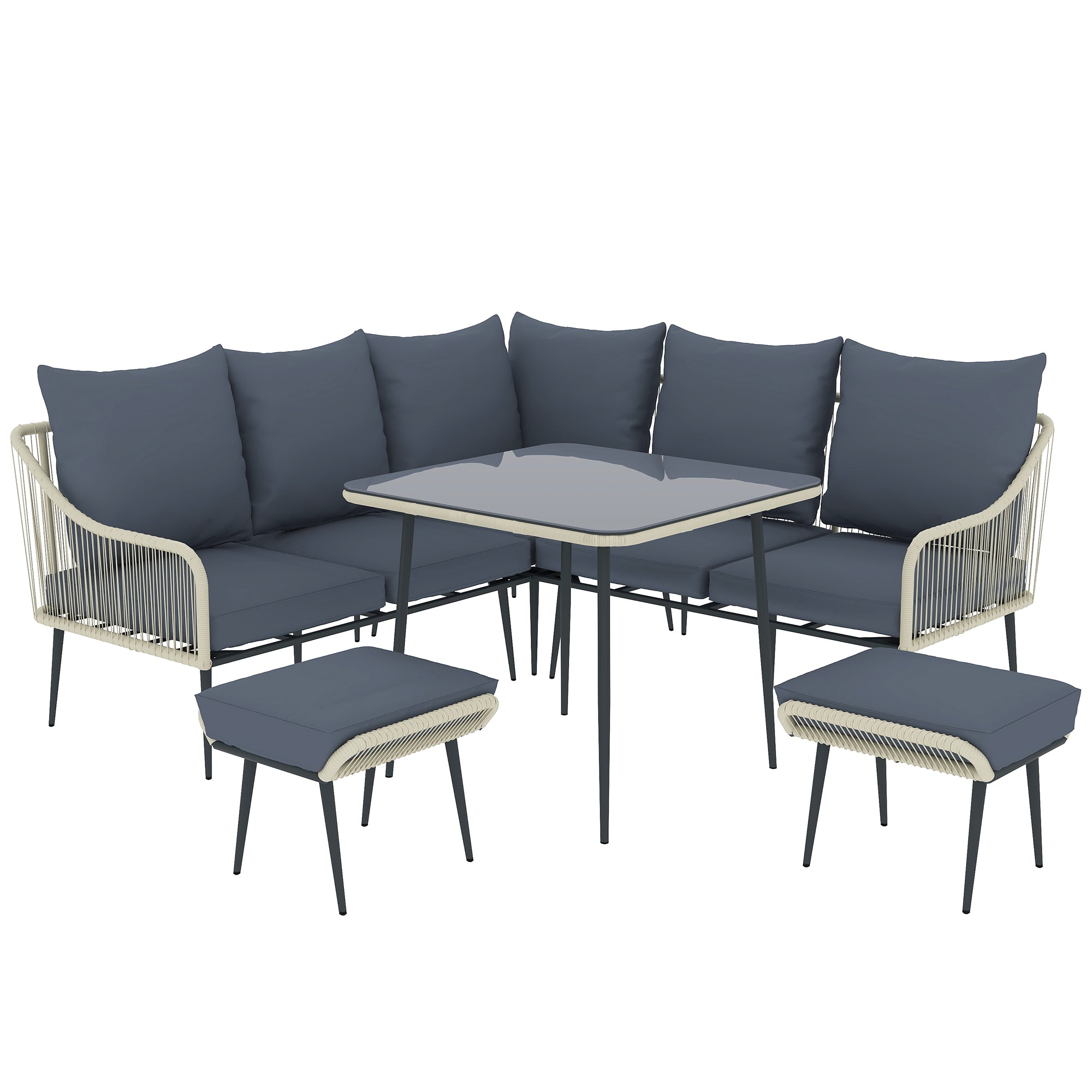 Six-Piece Rattan Garden Sofa Set