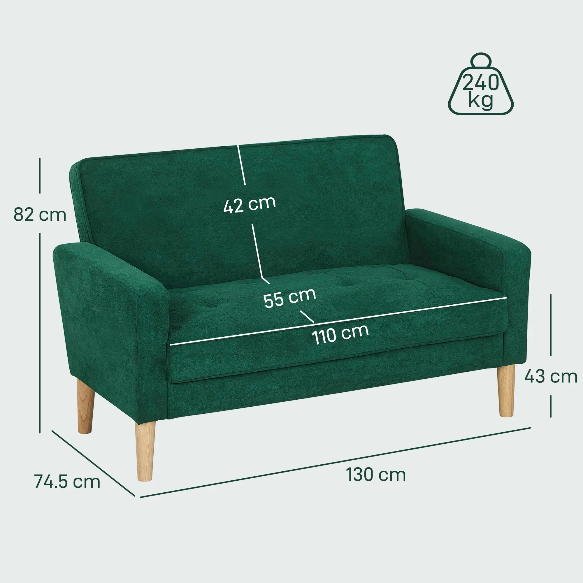 Two-Seater Velvet-Feel Sofa