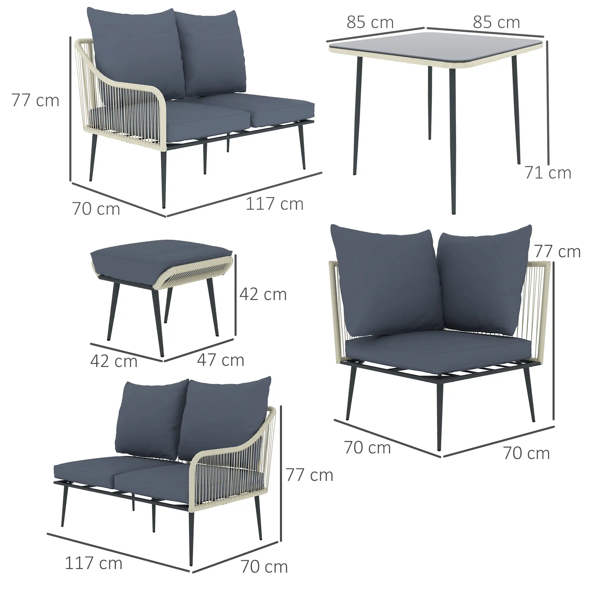 Six-Piece Rattan Garden Sofa Set