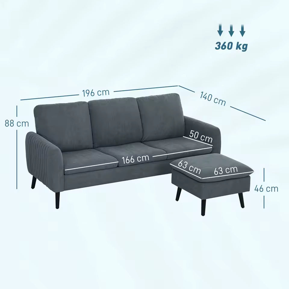 3-Seater Corner Sofa with Chaise Lounge