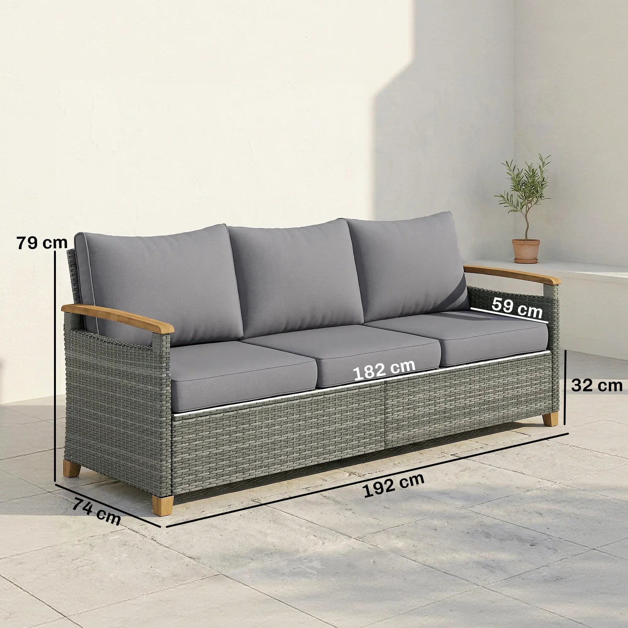 3 Seater Rattan Garden Sofa