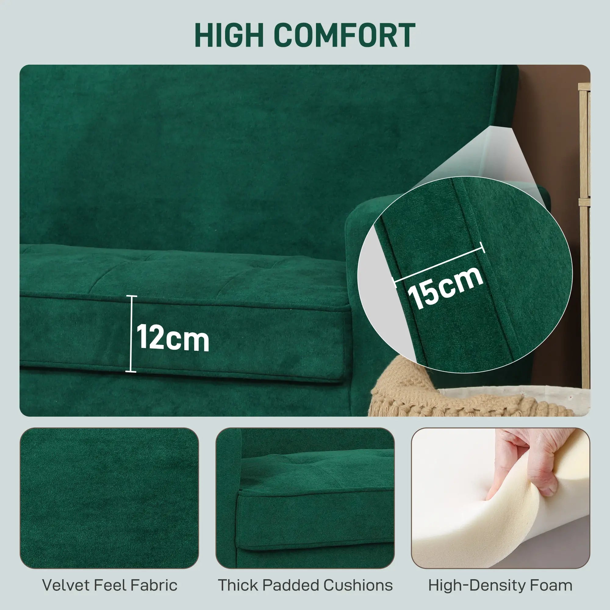 Two-Seater Velvet-Feel Sofa