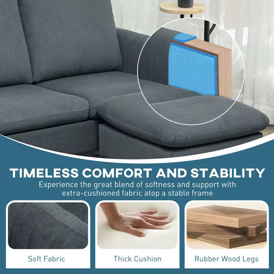 3-Seater Corner Sofa with Chaise Lounge