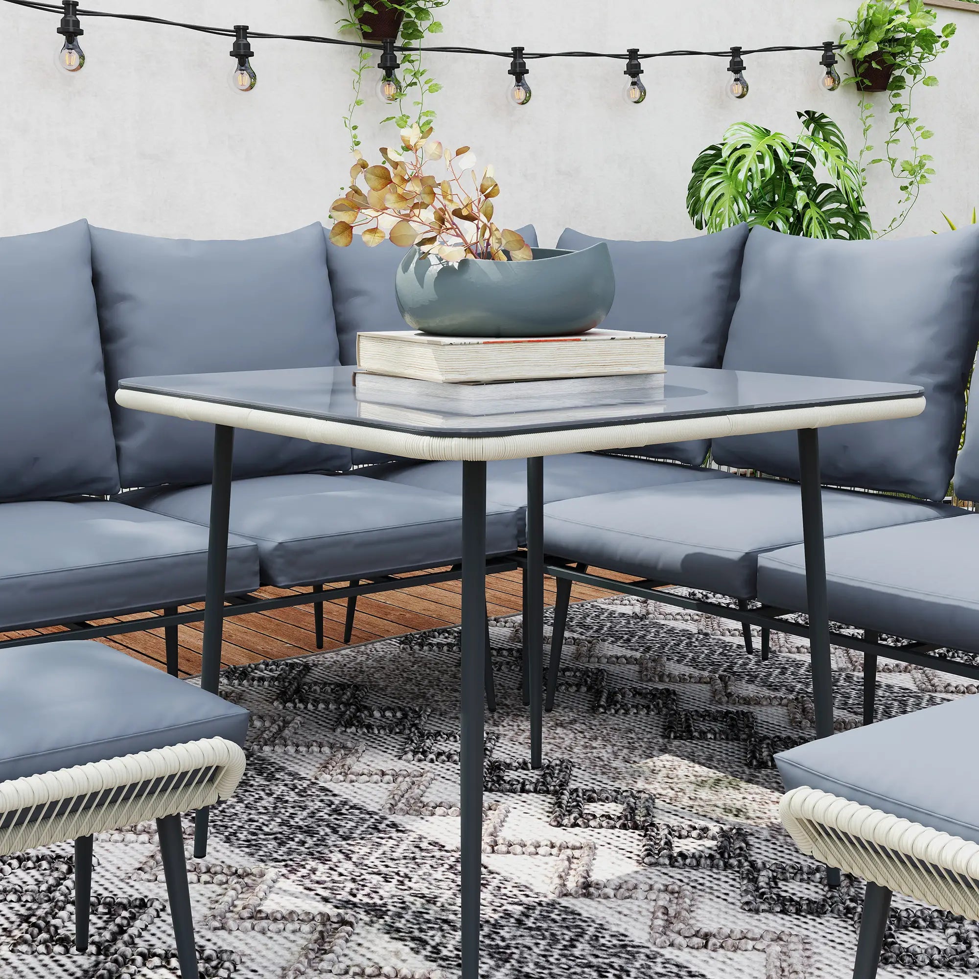 Six-Piece Rattan Garden Sofa Set