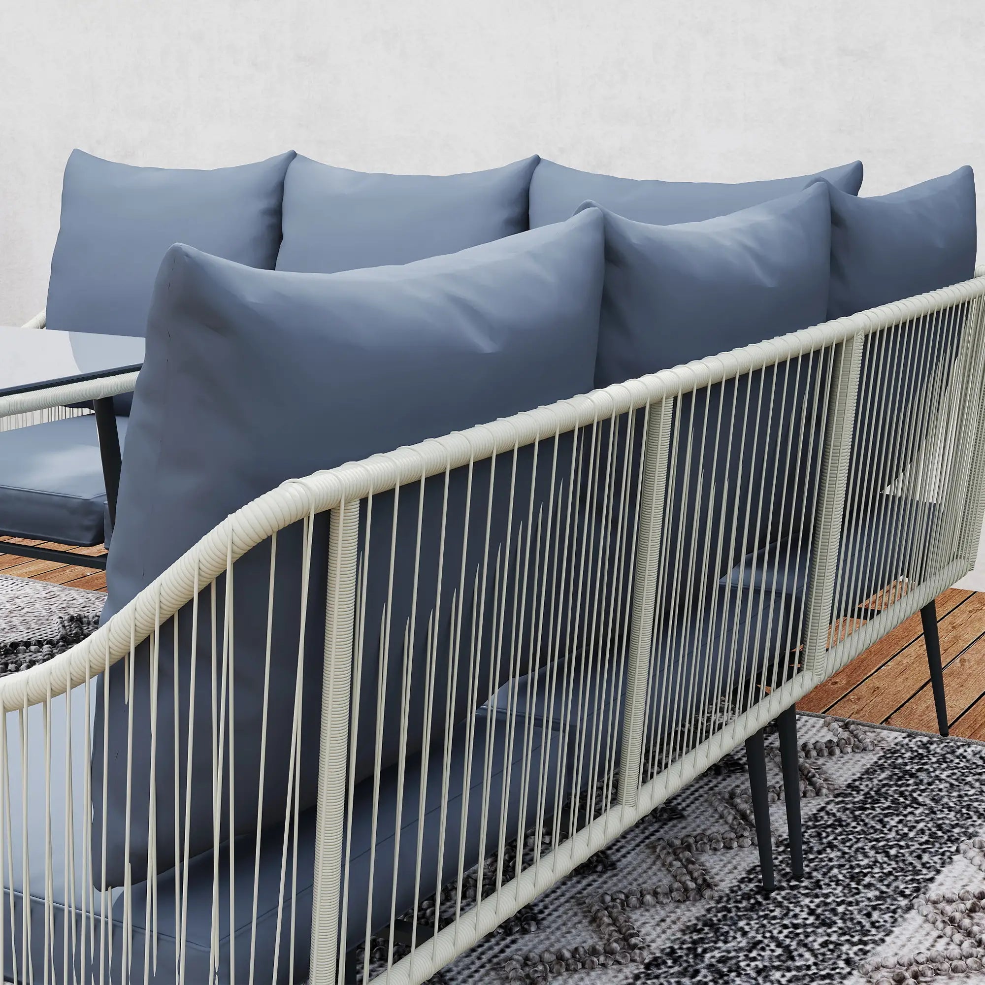 Six-Piece Rattan Garden Sofa Set