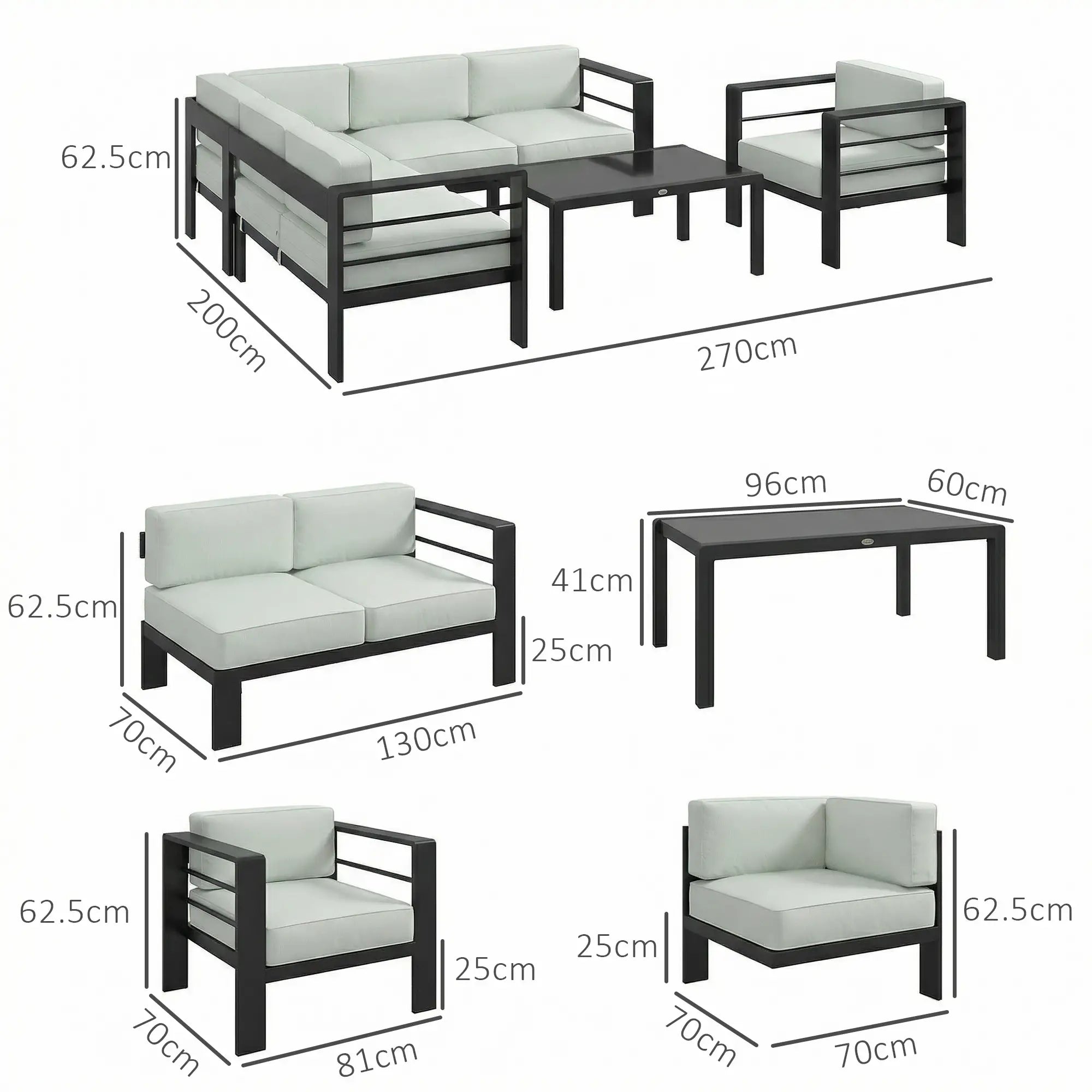 6 Seater Garden Corner Sofa Set