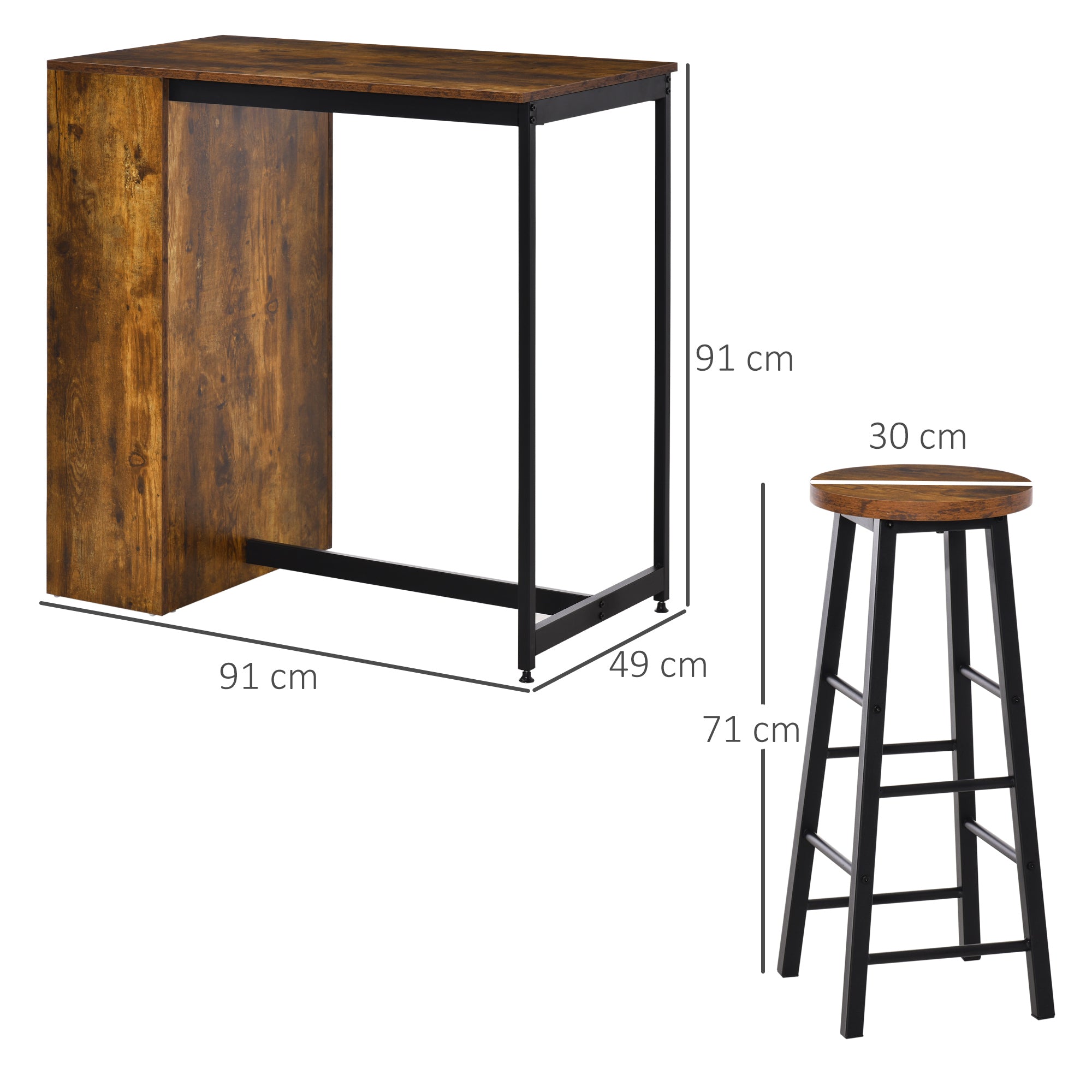 Industrial Bar Table Set for 2