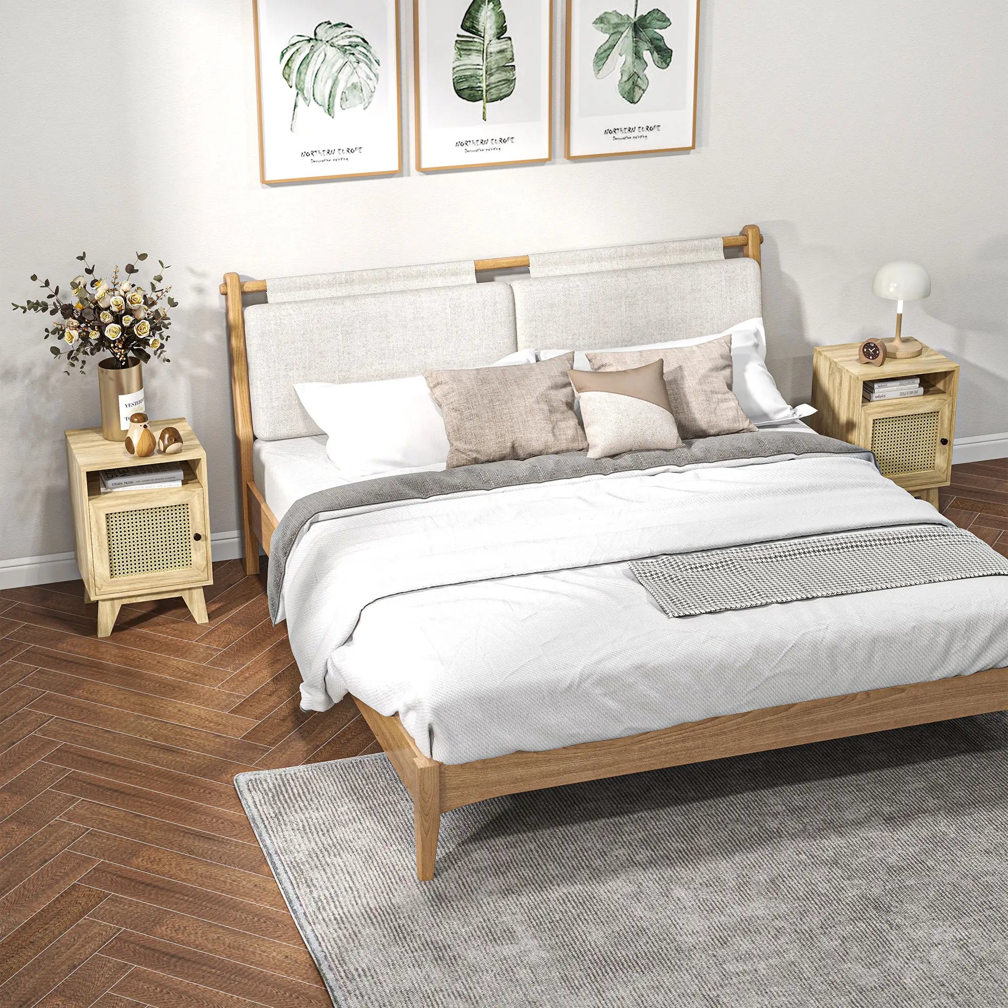 2-Piece Narrow Rattan Nightstands