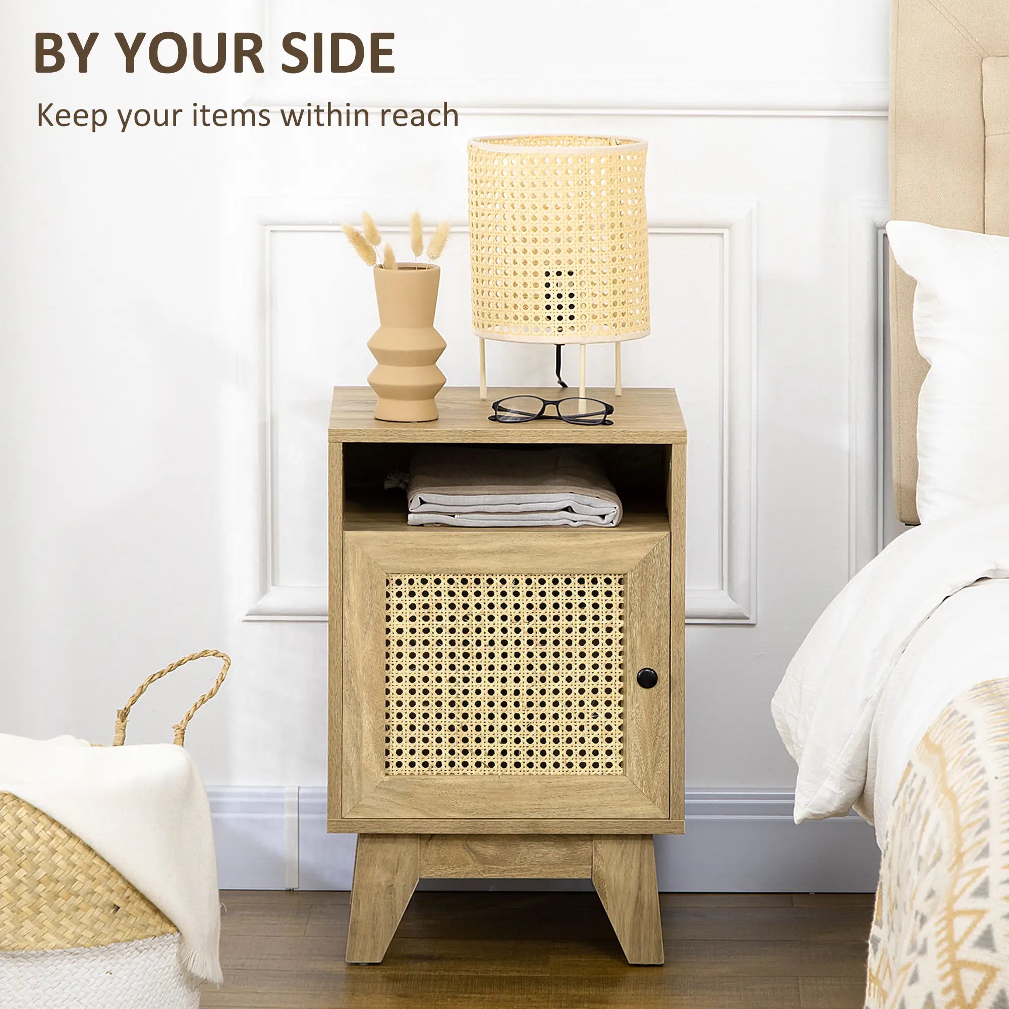 2-Piece Narrow Rattan Nightstands