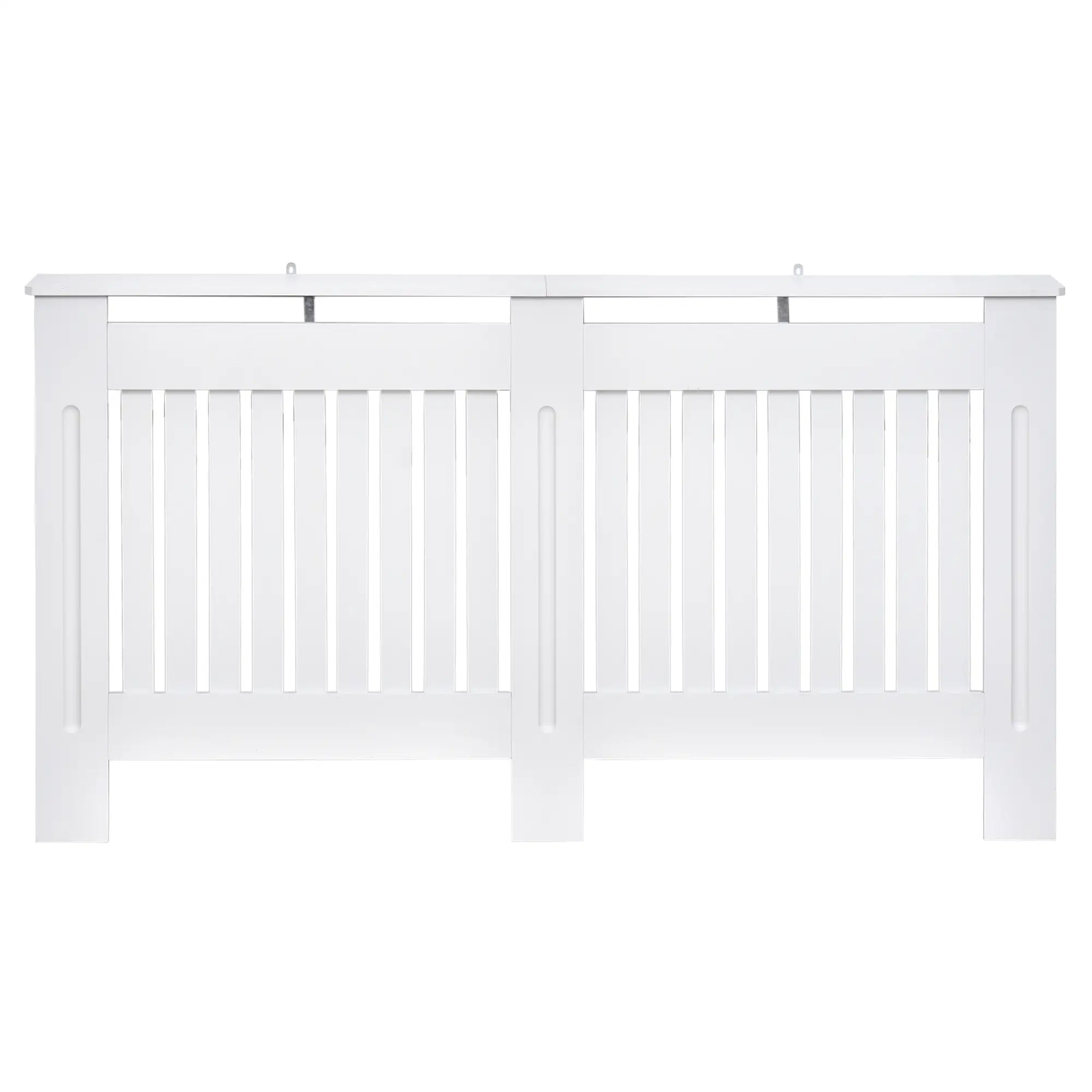 Slatted Radiator Cover Cabinet with Storage Shelf – Modern MDF White Painted Heater Cover, 152 x 19 x 81 cm