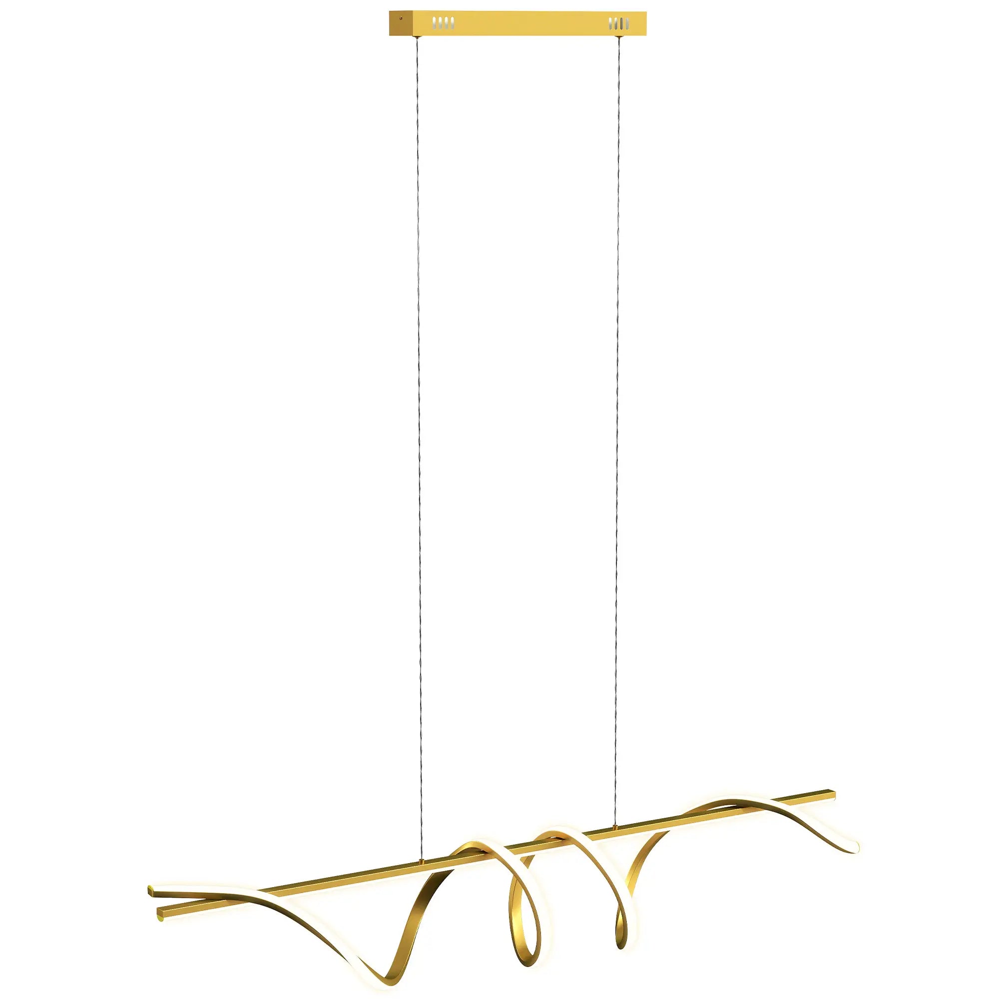 Modern LED Pendant Light with 3 Colour Temperatures – Gold Tone, Adjustable Height, 45W, 3500 Lumens, 120 cm